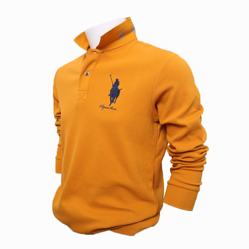 男长袖纯棉春秋季带领体恤polo衫 紫忆莲娜T恤