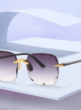 Square Sunglasses Woman Fashion Gradient Mirror Frameless Su
