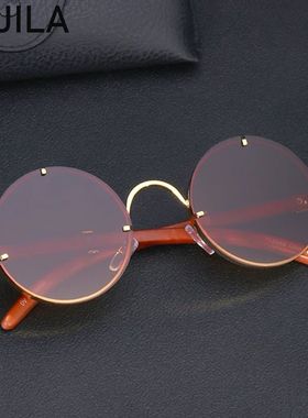 Vintage Round Steampunk Sunglasses Men 2024 Luxury Brand Rim