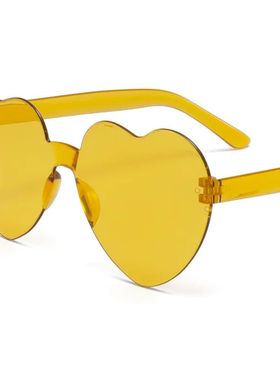 Thick piece peach heart sunglasses frameless heart shaped pa