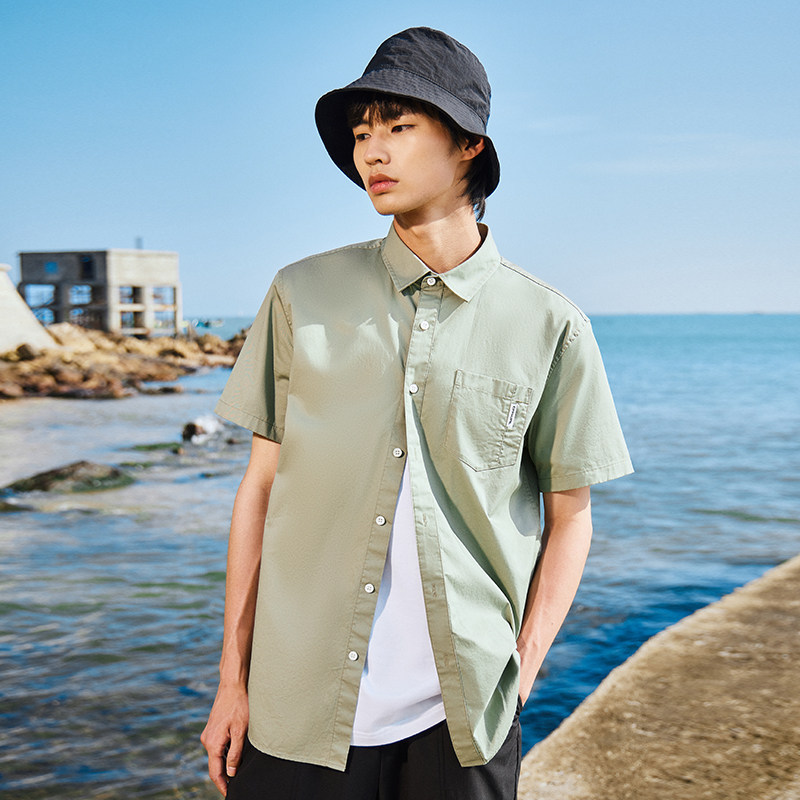 a21男装翻领短袖2022夏季纯棉衬衣 a21衬衫