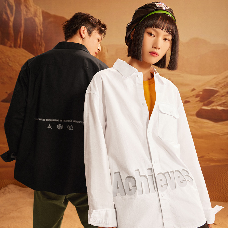 a21秋冬新款男装宽松连帽男格子衫 a21衬衫