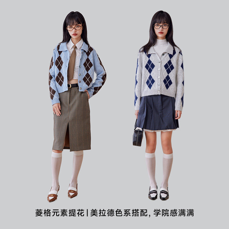 A21A21女装宽松毛织外套双头拉链针织衫新款开衫上衣 - 图3