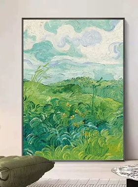梵高绿色丰收纯手绘油画临摹大师浓烈奔放厚肌理笔触满目清新绿意
