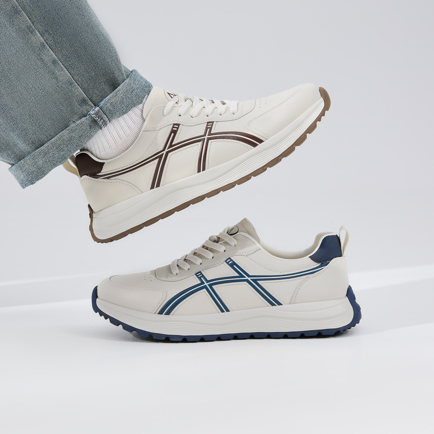 奥康 男鞋2026春季新款时尚潮流德训鞋阿甘鞋增高日常百搭休闲鞋 - 图2