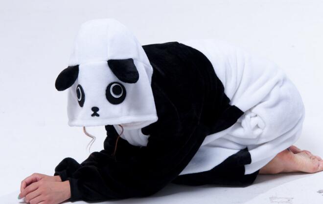 卡通情侣功夫熊猫动物连体睡衣男女法兰绒家居服 onesie kigurumi