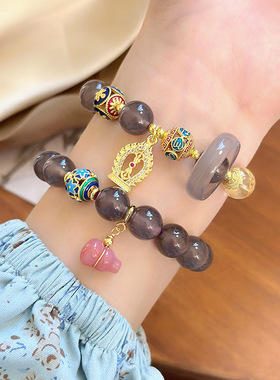 寺庙灰玛瑙国风手链女