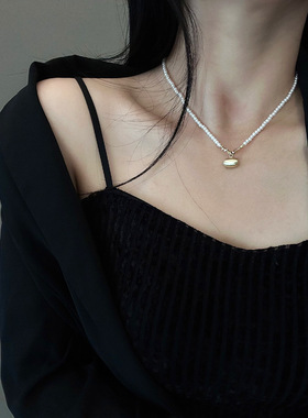 春夏金豆豆珍珠锁骨链女