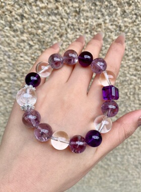 新款手串天然紫水晶手链新品上新天然九离紫火新款紫水晶手链