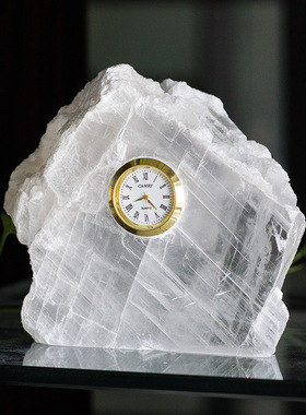 天然水晶石时钟摆件桌面装饰品