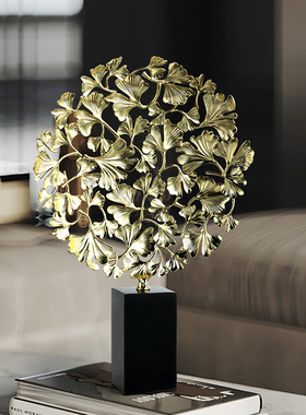 摆件客厅银杏叶花瓶果盘装饰品