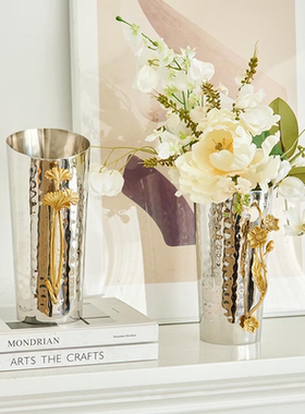 不锈钢轻奢客厅花瓶托盘装饰品