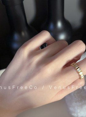 18k镀金法式闪钻珠珠戒指