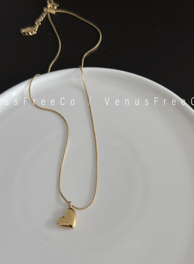 18k镀金简单好搭一颗爱心闪蛇骨链项链锁骨链不褪色日常简约精致