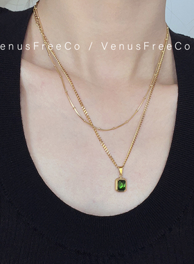 venusfreeco绿宝石不褪色镀金