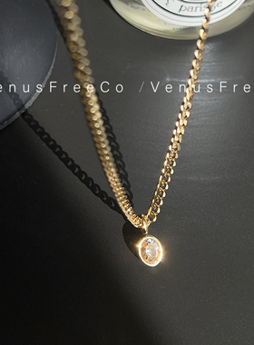 18k镀金链条白钻项链锁骨链