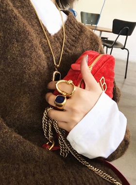 设计师冷淡风极简金色女圆圈戒指