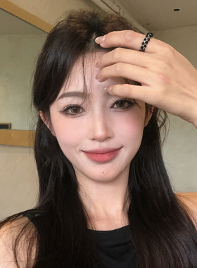 独特暗黑风黑色仿水晶串珠戒指