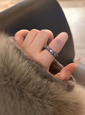 个性暗黑风镶钻戒指独特夸张枪黑