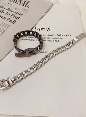 ins皮带扣做旧金属镯子男女手链