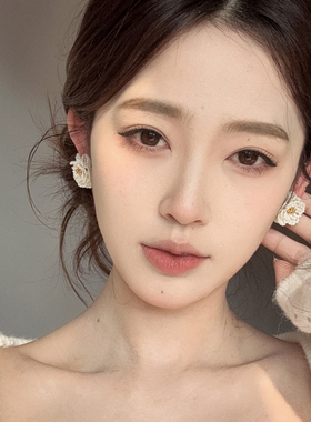 法式复古小香风珍珠山茶花项链