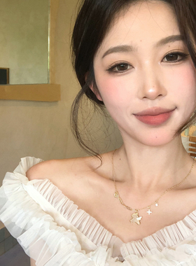 精致可爱镶钻贝母小马项链锁骨链