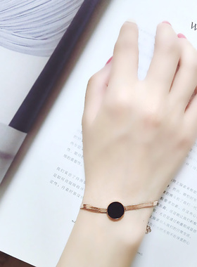 极简风几何圆形钛钢学生套装项链