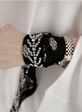 韩国个性印花丝巾丝带女手环手镯