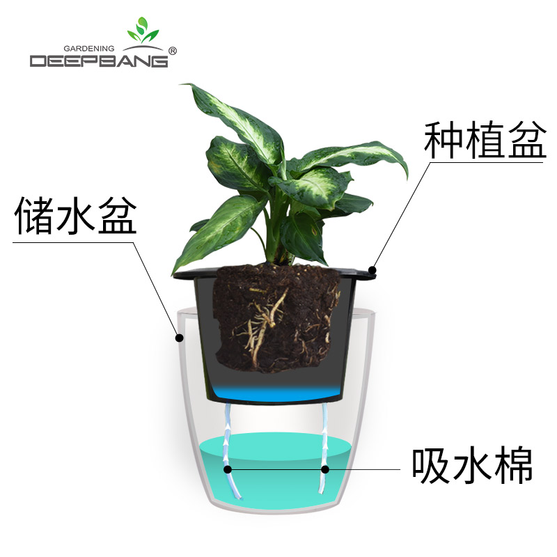 自动吸水免浇水懒人花盆大水培花盆 自动循环吸水透气性好无需每天浇水 Deepbang旗舰店 淘优券