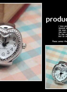 女生合金可爱走时准戒指手表迷你