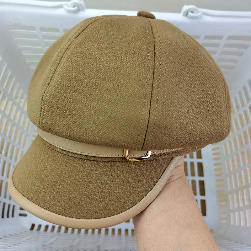 MINISO名创优品复古系韩系金属扣素色仿皮质素色仿麂皮甜美八角帽,淘宝优惠券,粉丝福利购,淘宝优惠卷