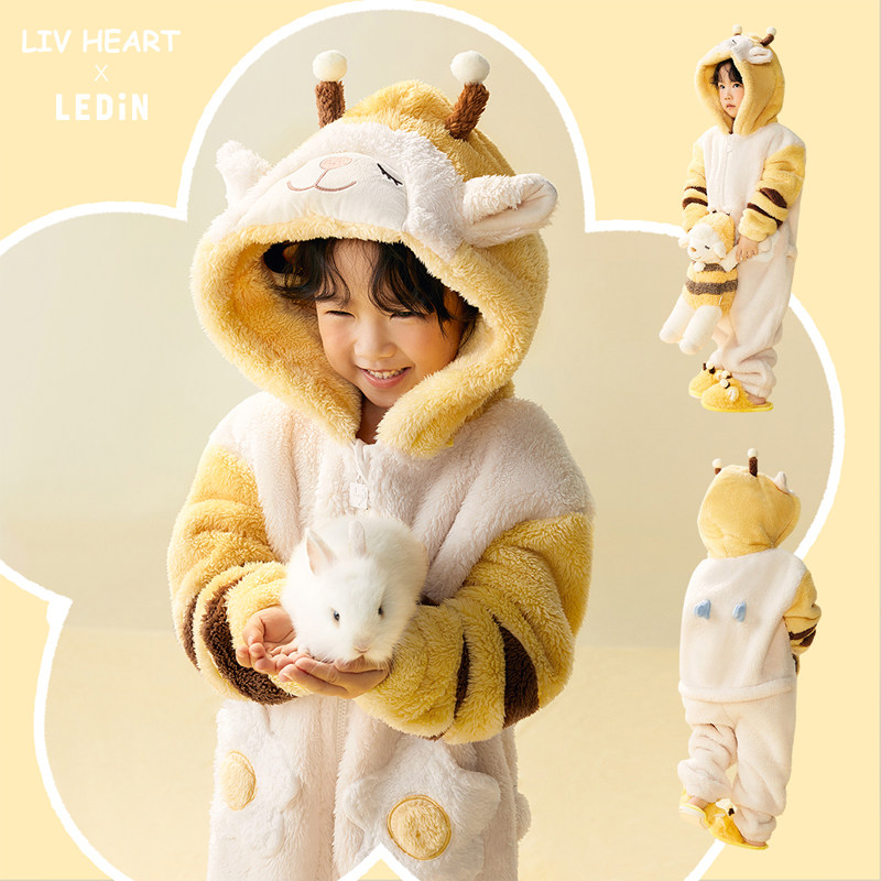 livheart丽芙之心蜜蜂羊冬加厚睡袍 livheart睡衣/家居服套装
