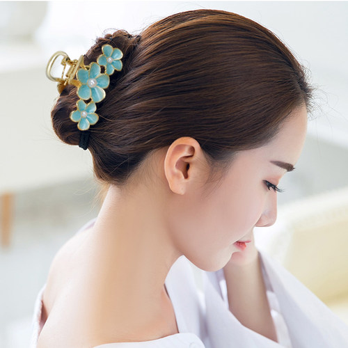 复古大中号发夹抓夹女夏季边夹气质后脑勺鲨鱼夹发卡发抓头发夹子 - 图0