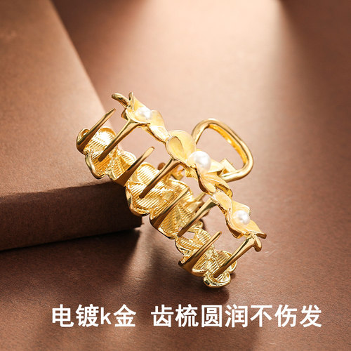 复古大中号发夹抓夹女夏季边夹气质后脑勺鲨鱼夹发卡发抓头发夹子 - 图3