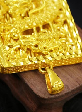 越南金仿真金飞龙在天男士项链厚