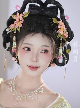 林间月原创【池瑶】非遗缠花发夹发饰旗袍珍珠掩鬓流苏汉服配饰