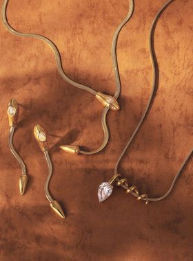 欧美首饰不锈钢蛇项链轻奢小众锆石锁骨链胸链仿钛钢跨境饰品