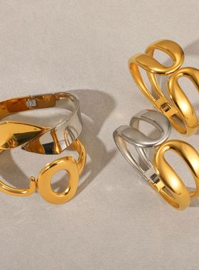 欧美弹簧钛钢手镯不掉色18k金镯子手环不锈钢饰品女跨境手饰