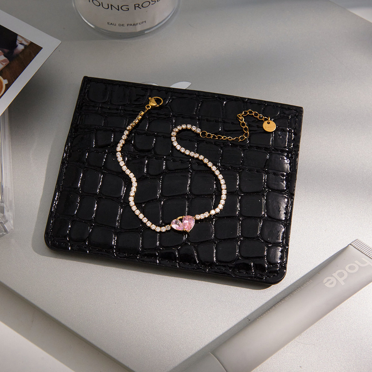 欧美不锈钢锆石爱心手链轻奢感手饰钛钢跨境情人节饰品女,淘宝优惠券,粉丝福利购,淘宝优惠卷