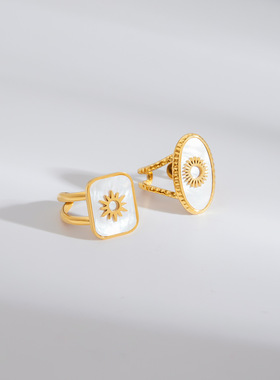 欧美永生花戒指钛钢不掉色首饰轻奢感指环不锈钢饰品跨境