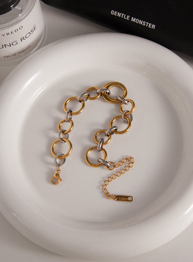 欧美不锈钢拼色首饰手链轻奢感手饰不掉色钛钢跨境饰品女