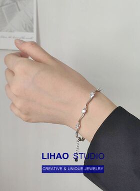 LIHAO简约不规则微镶锆石手链女ins小众设计时尚个性闺蜜学生手饰