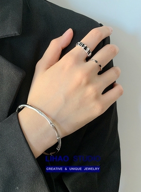 小众设计钛钢不掉色竹节开口手镯