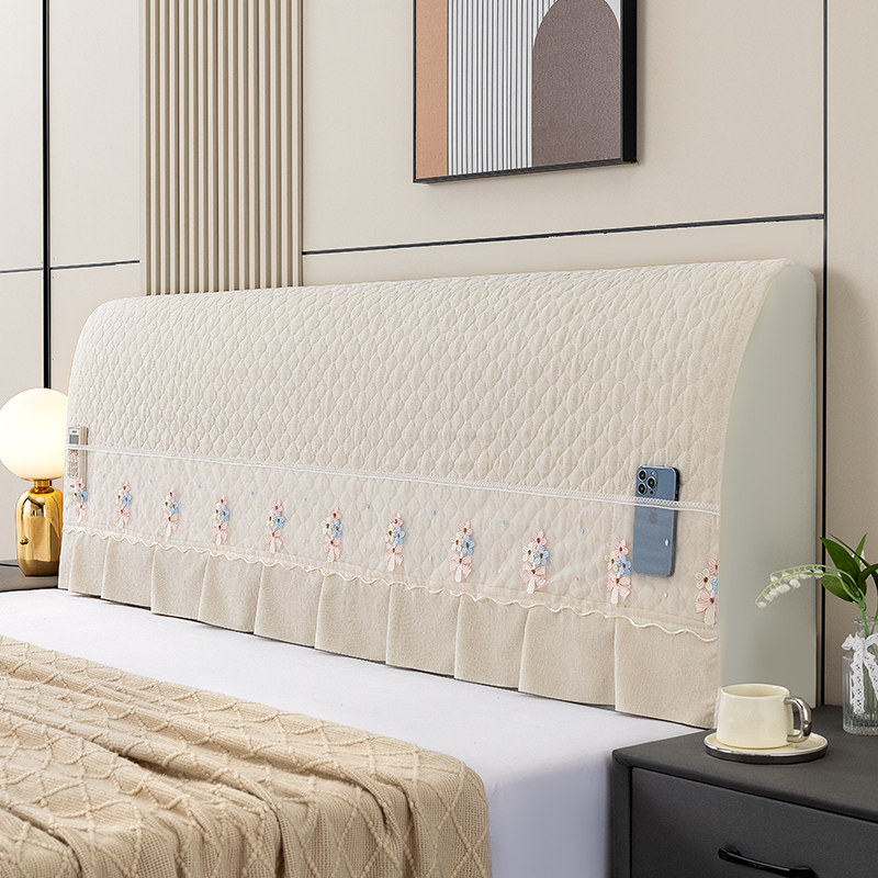 加厚夹棉床头罩软包床头套实木全包欧式床头防尘罩布艺全包保护罩,淘宝优惠券,粉丝福利购,淘宝优惠卷