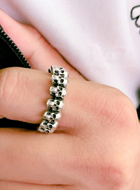 VANTICHI990银骷髅男女适合戒指
