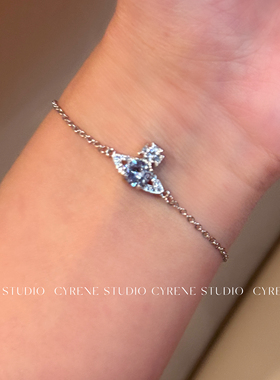 蓝色人鱼泪水滴吊坠欧美小众设计感项链女气质独特锁骨链2025新款