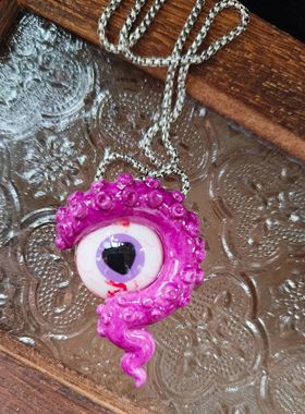 紫色触手克苏鲁触手项链眼球眼珠章鱼触须短款项链生日礼物