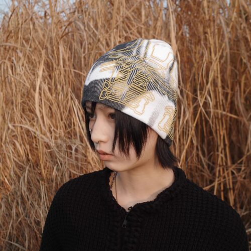 PuffFrog Euphoria Graphic Beanie泡芙蛙亢奋满印图案针织帽冷帽 - 图0