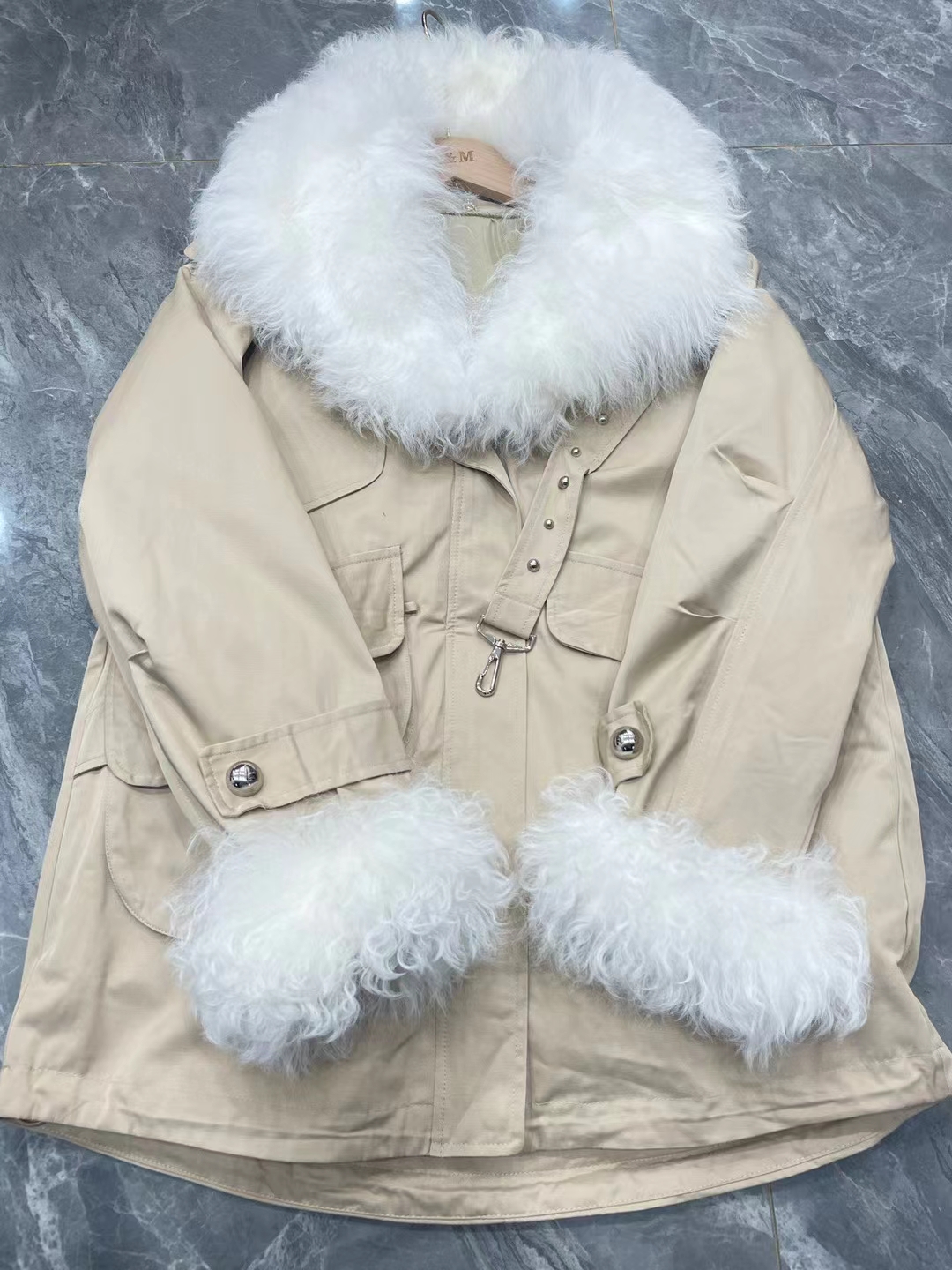 海宁皮草派克服女2022冬季新款保暖獭兔毛滩羊毛皮草中长款外套
