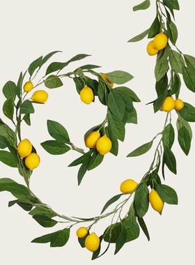 仿真柠檬挂饰跨境亚马逊家居柠檬果装饰绿植仿真柠檬藤条摆件